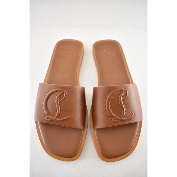 Christian Louboutin CL Mule Flat Cuoio Brown Leather Slide Slip On Sandal 37.5 - Picture 7 of 15